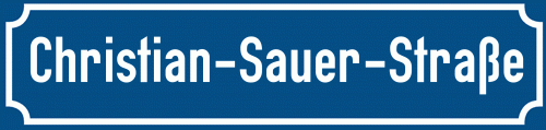 Straßenschild Christian-Sauer-Straße zum kostenlosen Download