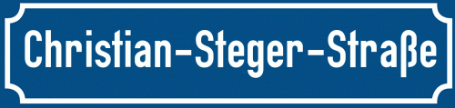 Straßenschild Christian-Steger-Straße zum kostenlosen Download