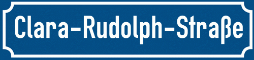 Straßenschild Clara-Rudolph-Straße zum kostenlosen Download