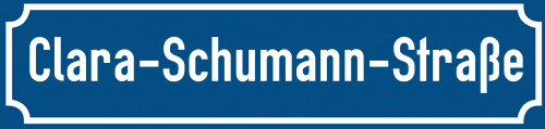 Straßenschild Clara-Schumann-Straße zum kostenlosen Download