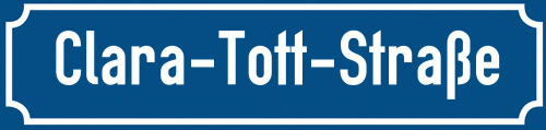 Straßenschild Clara-Tott-Straße