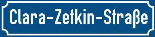 Straßenschild Clara-Zetkin-Straße zum kostenlosen Download