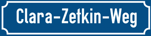 Straßenschild Clara-Zetkin-Weg zum kostenlosen Download