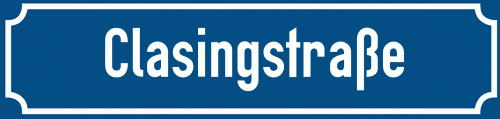 Straßenschild Clasingstraße