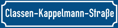Straßenschild Classen-Kappelmann-Straße