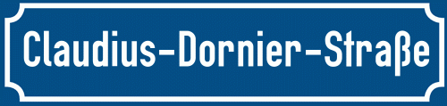 Straßenschild Claudius-Dornier-Straße