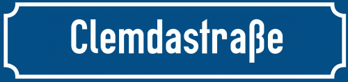 Straßenschild Clemdastraße zum kostenlosen Download