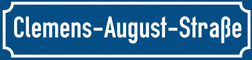 Straßenschild Clemens-August-Straße zum kostenlosen Download