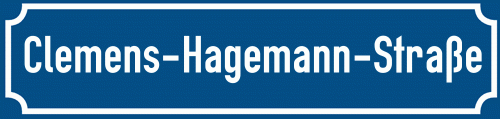 Straßenschild Clemens-Hagemann-Straße zum kostenlosen Download