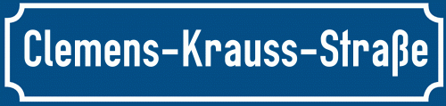 Straßenschild Clemens-Krauss-Straße zum kostenlosen Download