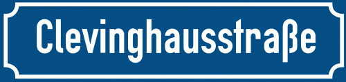 Straßenschild Clevinghausstraße zum kostenlosen Download