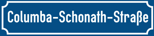 Straßenschild Columba-Schonath-Straße