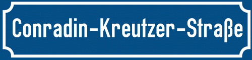 Straßenschild Conradin-Kreutzer-Straße zum kostenlosen Download