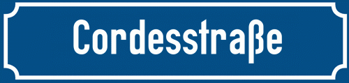 Straßenschild Cordesstraße zum kostenlosen Download