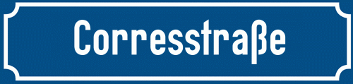 Straßenschild Corresstraße zum kostenlosen Download