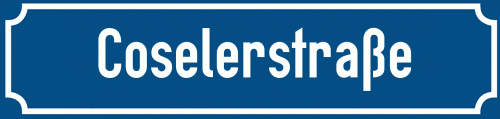 Straßenschild Coselerstraße