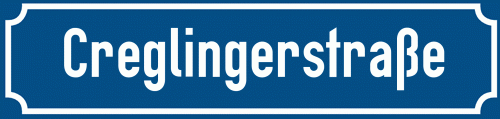 Straßenschild Creglingerstraße zum kostenlosen Download