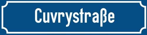 Straßenschild Cuvrystraße zum kostenlosen Download