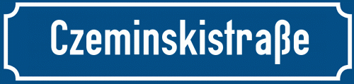 Straßenschild Czeminskistraße zum kostenlosen Download