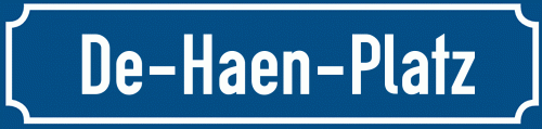 Straßenschild De-Haen-Platz zum kostenlosen Download
