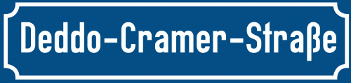 Straßenschild Deddo-Cramer-Straße