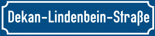 Straßenschild Dekan-Lindenbein-Straße