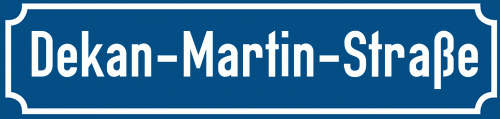 Straßenschild Dekan-Martin-Straße zum kostenlosen Download