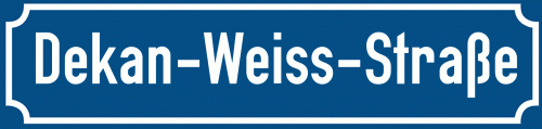 Straßenschild Dekan-Weiss-Straße