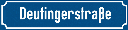 Straßenschild Deutingerstraße zum kostenlosen Download