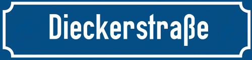 Straßenschild Dieckerstraße zum kostenlosen Download