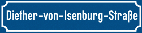 Straßenschild Diether-von-Isenburg-Straße zum kostenlosen Download