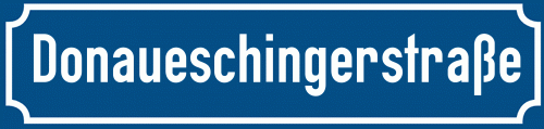 Straßenschild Donaueschingerstraße zum kostenlosen Download