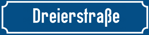Straßenschild Dreierstraße zum kostenlosen Download