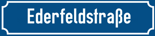 Straßenschild Ederfeldstraße zum kostenlosen Download