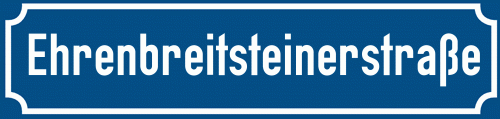 Straßenschild Ehrenbreitsteinerstraße zum kostenlosen Download