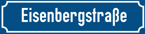 Straßenschild Eisenbergstraße zum kostenlosen Download