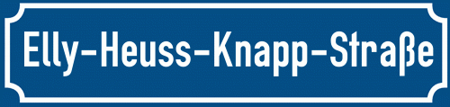 Straßenschild Elly-Heuss-Knapp-Straße