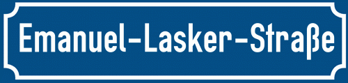 Straßenschild Emanuel-Lasker-Straße zum kostenlosen Download