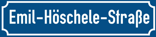 Straßenschild Emil-Höschele-Straße