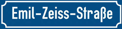 Straßenschild Emil-Zeiss-Straße zum kostenlosen Download
