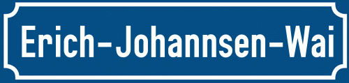 Straßenschild Erich-Johannsen-Wai