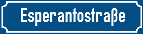 Straßenschild Esperantostraße
