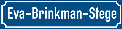 Straßenschild Eva-Brinkman-Stege