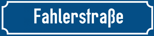 Straßenschild Fahlerstraße zum kostenlosen Download