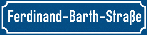 Straßenschild Ferdinand-Barth-Straße