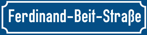 Straßenschild Ferdinand-Beit-Straße