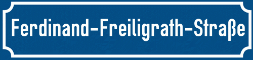 Straßenschild Ferdinand-Freiligrath-Straße