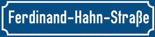 Straßenschild Ferdinand-Hahn-Straße
