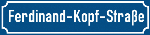Straßenschild Ferdinand-Kopf-Straße