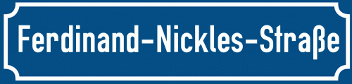 Straßenschild Ferdinand-Nickles-Straße zum kostenlosen Download